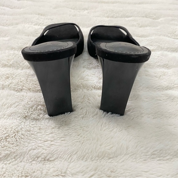Just Fab Black Suede Mules Heels Size 9.5 - Picture 3 of 10